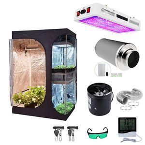 800W LED Grow Light Kit with 4/6 Inch Ventilation Fan and Carbon Filter for Indoor Hydroponic Horticulture