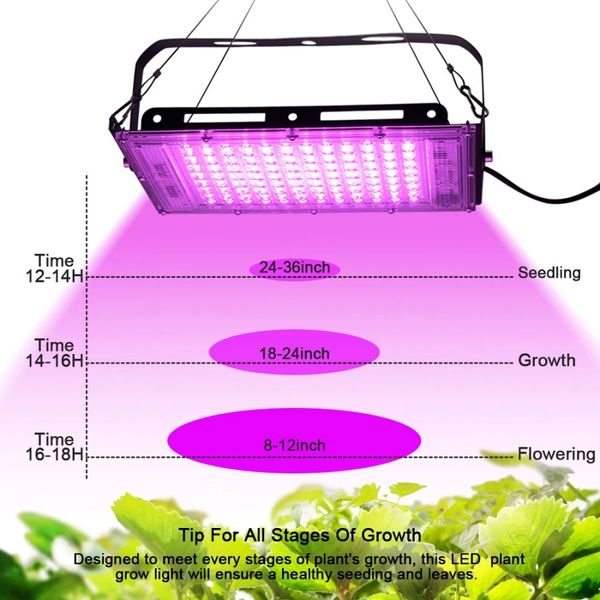 LED élèvent des lumières à spectre complet 220V 110V 50W 100W 200W 380-440NM avec prise ue Led pour serre hydroponique fleur semis Phyto lampe