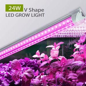 LED élèvent des lumières T8 Tube d'intégration en forme de V plante à spectre complet élèvent la lumière pour les plantes médicales et la couleur rose des fruits en fleurs