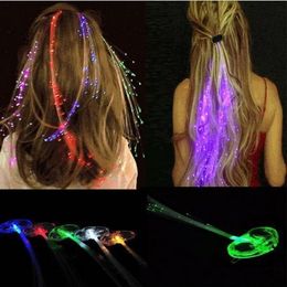 Accessoires pour cheveux LED LED fille ampoule de cheveux fibre optique allume cheveux Barrette tresse ensembles de bijoux avec emballage de vente au détail a816255L