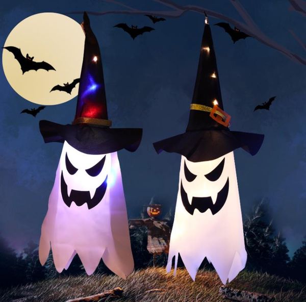LED Decoración de Halloween Luz intermitente Gypsophila Ghost Festival Vestir Brillante Mago Fantasma Sombrero Lámpara Decoración Linterna colgante SN6801