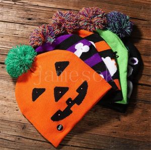 Halloween en Halloween Chapeaux en tricot pour la citrouille acrylique CAP SKULL ENFANT MOMS MOMS BONNÉES COMMEUTES CROCHET DE COUPS d'hiver DÉCOR DÉCOR