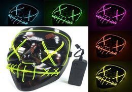 LED Halloween Masks El Wire Masque brillant Black Horror Ghost Mask Masquerade Birthday Party Carnival Cosplay Full Face Masques 10 Col9757615