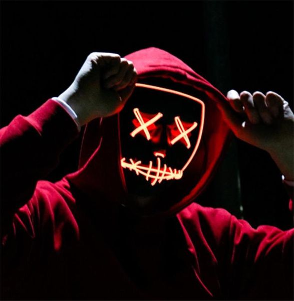 LED masques d'Halloween lueur effrayant éclairer Cosplay Rave masque pour les fêtes de Festival Costume de noël XBJK19097447933