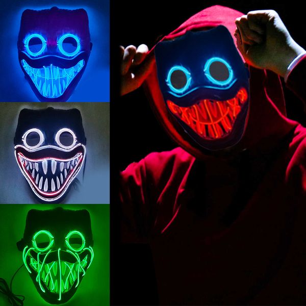 LED Halloween Neon Purge Mask Masque Masquerade Fiesta de fiesta Luminoso en The Dark Funny Masks Cosplay Suministros de vestuario 0413