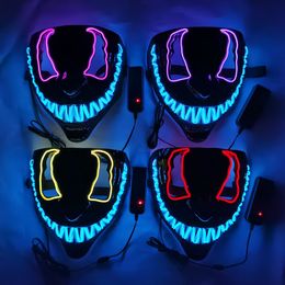 Máscara de fiesta de Halloween LED Resplandor luminoso en la oscuridad Anime Cosplay Máscaras 14 colores