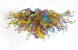Led hand geblazen glazen kroonluchter verlichting kleurrijke moderne kunst glas hanger verlichting 28 "x20" Art Decor Home Lampen