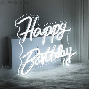 Led Happy Birthday Neon Sign voor Wall Decor USB Powered Oh Babe Mr Mrs Custom Neon Light Sign voor Bedrrom Wall Wedding Party HKD230825