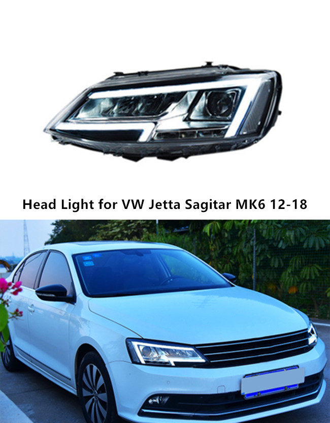 VW Jetta Sagitar için LED kafa lambası düzeneği 2012-2018 Gündüz Koşu Far 2012-2018 MK6 Turn Sinyal Yüksek Işın Işığı