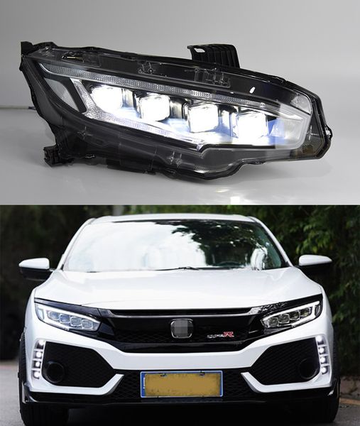 Linterna LED para cabeza para Honda Civic, luz de circulación diurna 2016-2021 X G10, faro de señal de giro, lente proyector, haces duales para coche
