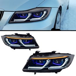 Conjunto de luz frontal LED para BMW E90, faro de circulación diurna 2005-2012, lámpara de doble haz de señal de giro