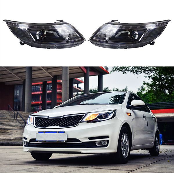 Luz LED frontal para Kia K2, faro de circulación diurna, 2011-2014, DRL, señal de giro, lente de proyector de Luz De Carretera