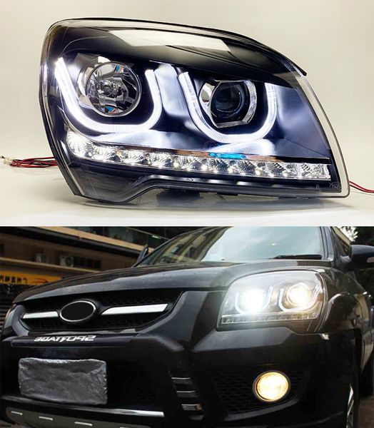 Phare LED pour Kia Sportage, phare de jour, clignotant DRL, lentille de projecteur à faisceau haut, 2007 – 2013