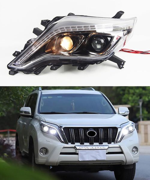 Phare LED pour Toyota Prado phare diurne 2014-2017 DRL clignotant feux de route lentille de projecteur