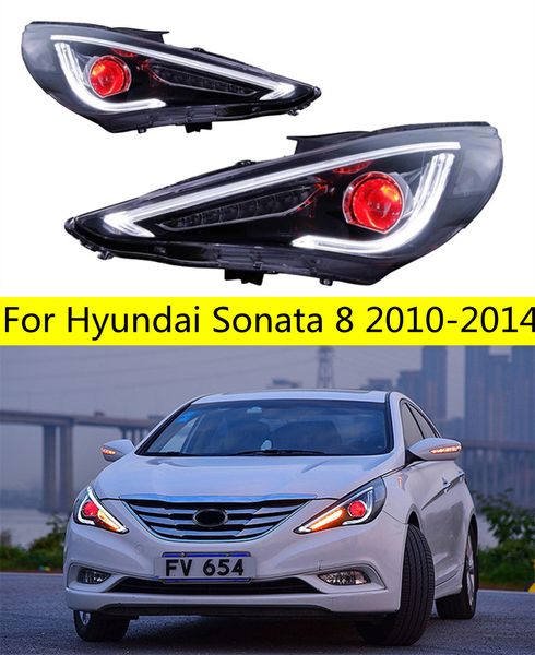 Pièces de phare LED pour Hyundai Sonata 8 2010 – 2014, remplacement des phares avant DRL, projecteur de lumière diurne, lifting