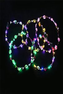 LED -hoofdbandverlichting Glow Strings Flower Crown Headbanden Light Up Hair Wreath Hairband Garlands Women Kerstfeest Kransen28846902504