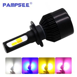 Phare LED 4 couleurs 4 modes LED phares de voiture ampoule 80W 16000LM antibrouillard H1 H4 H7 H8 9005 9006 9-32V 6500K - H7