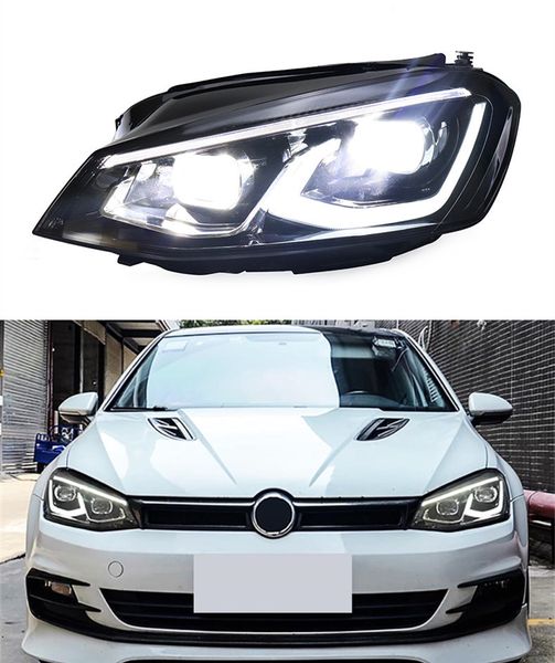 Conjunto de faros LED para VW Golf 7 2013-2017 luz de circulación diurna MK7 lente de lámpara de señal de giro