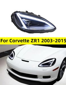 Phare LED pour Chevrolet Corvette ZR1 20 03-20 15, phares DRL, clignotant, faisceau haut, lentille de projecteur œil d'ange