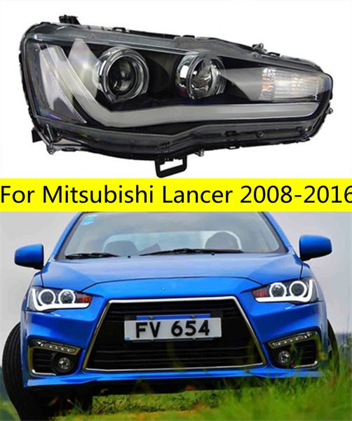 Faros LED para Mitsubishi Lancer faro LED 2008-16 Lancer-EVO DRL luz de señal de giro de haz bi-xenón