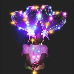 LED Heart Star Shape Ballon Lichtgevende Bobo Ballen met 3M Lights String 70cm Pole Stick Glow in Light Ballon Wedding Party Decors Toys DHL