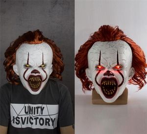 LED Horror Pennywise Joker Masker Cosplay Stephen King Het Hoofdstuk Twee Clown Latex Maskers Helm Halloween Party Props Deluxe1039261