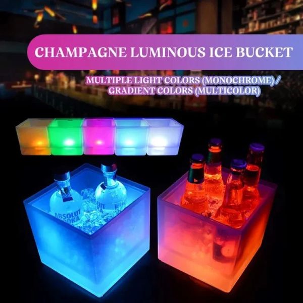 Seau à glace LED Bodet à double couche pour baignoires de boisson Vin Beer carré Sket Red Wine Champagne LED GECHETS 3,5 L 240407