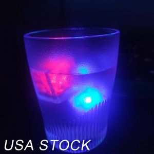Cubo de hielo LED Multi color que cambia Flash Luces nocturnas Sensor de líquido Sumergible de agua para Navidad Club de bodas Decoración de fiesta Lámpara de luz Crestech