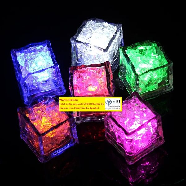 LED Cubos de hielo Luces nocturnas brillantes Cambio de color Cambiable Novedad Iluminación Fiesta Bola Luz de flash Luminoso Neón Boda Festival Navidad