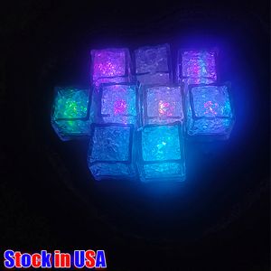 LED Ice Cubes Light Water-Activated Flash Lumineux Cube Lights Glowing Induction Wedding Birthday Bars Drink Decor 960PCS / LOT