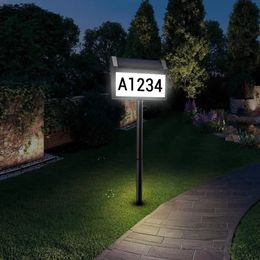 Placa de dirección exterior iluminada por LED con control inteligente 3 colores en 1 Estacas de luz de número de casa con energía solar a prueba de agua 240228