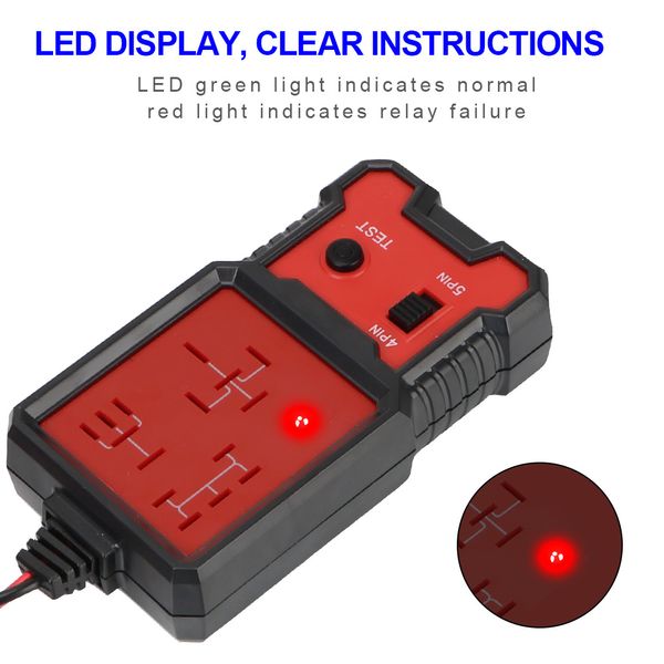 Luz indicadora LED Comprobador de batería de coche Prueba electrónica Probador de relé de coche Herramientas de diagnóstico Accesorios automotrices Universal 12V