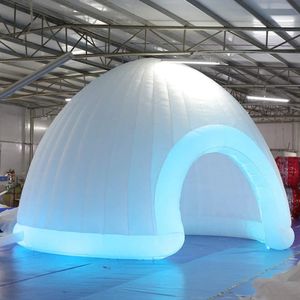 Tente de fête igloo gonflable à LED, tente à dôme gonflable à LED, tente de spectacle de scène légère avec ventilateur, logo imprimé gratuit, expédition aérienne gratuite