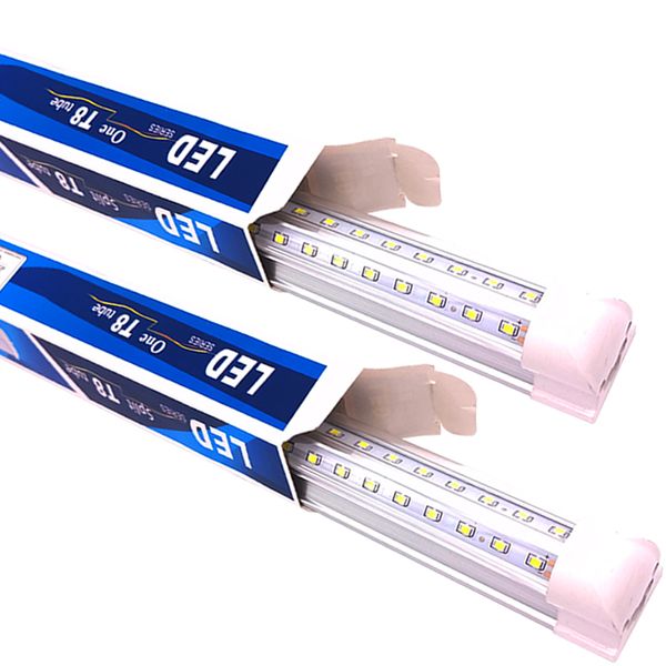 Tube LED intégré T8 Shop Lights 1,5 m à suspendre ou à monter en surface à haut rendement 48 W 6200 lumens 6500 K Blanc froid Couvercle transparent 1,5 m Lot de 25 crestech168