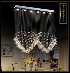 Regendruppel LED K9 Crystal Kroonluchters Verlichting Hartvorm Plafondlamp voor Living Roon Diner Light Fixtures L1000 * W200 * H1000mm