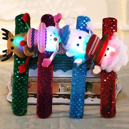 LED Kids Bracelet Chirstmas Handband Muñequera Cartoon Deer Santa Claus Snowman Pat Circle Party Supplies Decoraciones de Navidad DH0184