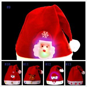 LED KIDS Kerstmis hoed Kerstmis volwassen mini Red Santa Claus Deer Party Decor Christmas Caps Christmas Dxmas Snowflake Crochet Hats 100pcs