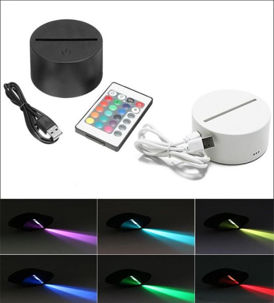 Base de lámpara LED Luces RGB Interruptor táctil Cable USB negro moderno Control remoto Luz nocturna Lámparas acrílicas Bases ensambladas Whole9821284