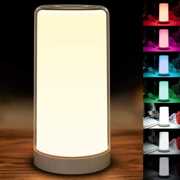 Lámpara LED táctil junto a la cama luz nocturna venta directa de fábrica lámpara de mesa Amazon nueva luz de ambiente colorido RGB