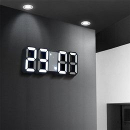 LED Grande table numérique 3D snooze réveil alarme Desktop Watch électronique USB AAA Mur à moteur électrique Decoration LJ201204279W