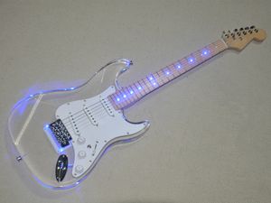 LED -licht acryl elektrische gitaar met Tremolo Bridge Maple Boodboard aanbieding aangepast