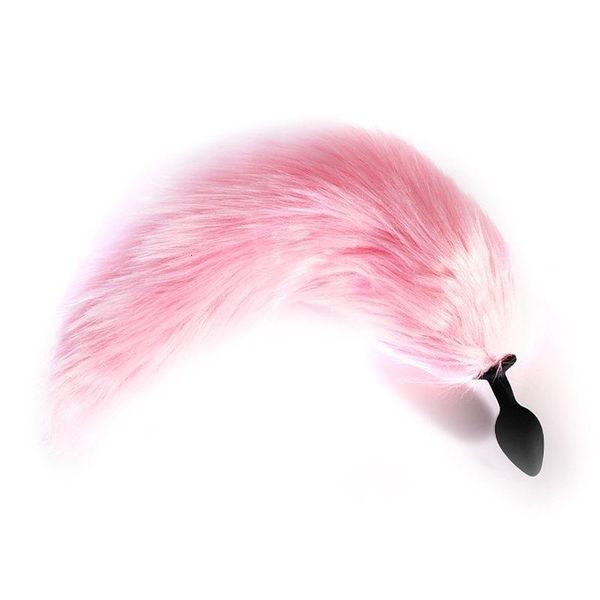 LED LIGHT Anal Butt Plug Silicone Insertar Stopper Smooth ANUS Adulto Sexo Juguete Juego Cosplay con Faux Fox Tail