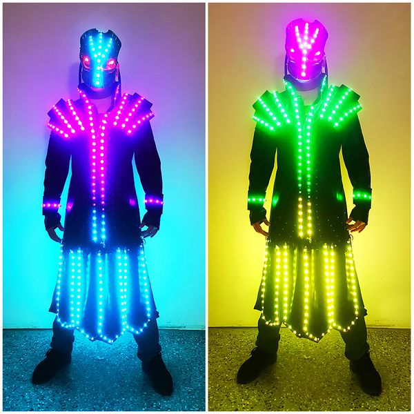 LED Light Armored Warrior Creative Bar Costume de nuit Éclairage coloré Déguisements Carnaval Anime scène spectacle spectacle