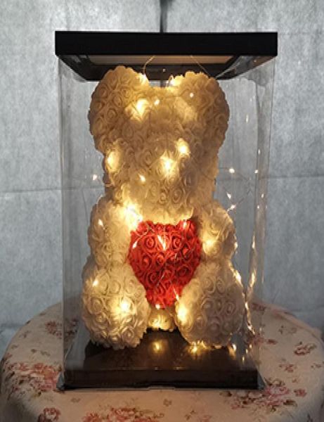 LED Light Artificial Rose Teddy Bear Flower Mardi Decoration Decoration Rose Boel Rose With Love Heart Rose Bear Crafts Valentines Gift For4580446