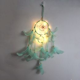 LED Light Arts and Crafts Dream Catcher Handmade Feathers Car Home Wall Hanging Decoration Ornament Gift Dreamcatcher Wind Chime christmas birthday gifts DH8885