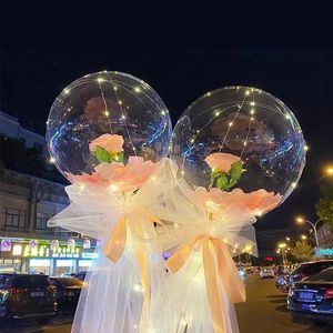 LED Lumière Ballon Nouveauté Éclairage Rose Bobo Ball Bouquet Bubble Ballons Guirlandes Saint Valentin Anniversaires Mariage DIY Cadeaux Filles Femmes crestech168