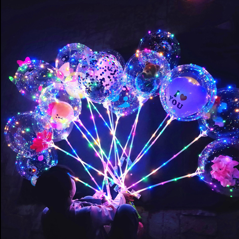 Palloncino luminoso a LED Novità Illuminazione Rosa Bobo Ball Bouquet Palloncini a bolle Luci a corda San Valentino Compleanno Matrimoni Regali fai da te Ragazze Donne 20 pollici oemled