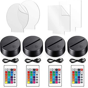 Base de luz LED, lámparas de noche 3D, pantalla de 16 colores y 4 modos, Cable USB de Control remoto para manualidades DIY, barra de habitación, luces de lámpara de regalo para niños