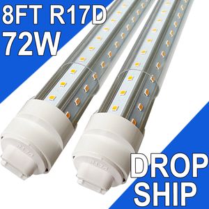 LED-lampen 8 voet, 2 pins, 72W 6500K, T8 T10 T12 LED-buislampen, 8FT LED-lampen ter vervanging van fluorescent licht R17D LED 8 voet LED-winkelverlichting Dual-Ended Power usastock