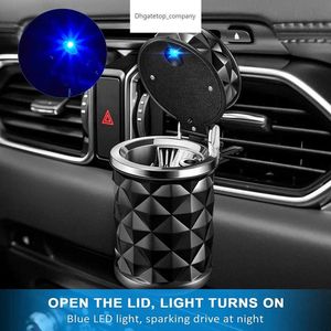 LED LICHT AUTO ASTRAY Universal Legering As Tray Aluminium Cup Smokeloze Auto Flame Retante sigarettencilinderhouder Box